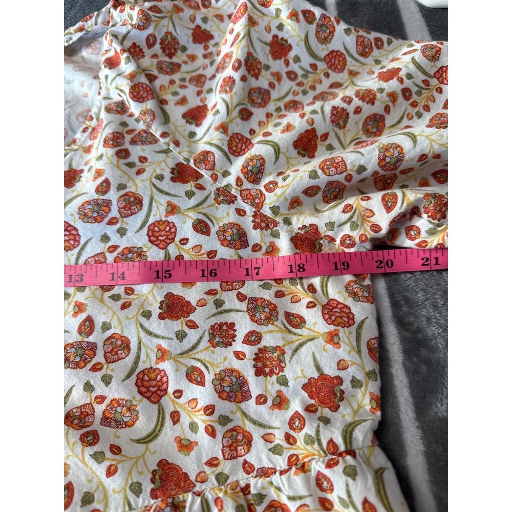 Old Navy Womens Floral Tiered Mini Dress White Orange Green Cotton Rayon Size M - Picture 4 of 10